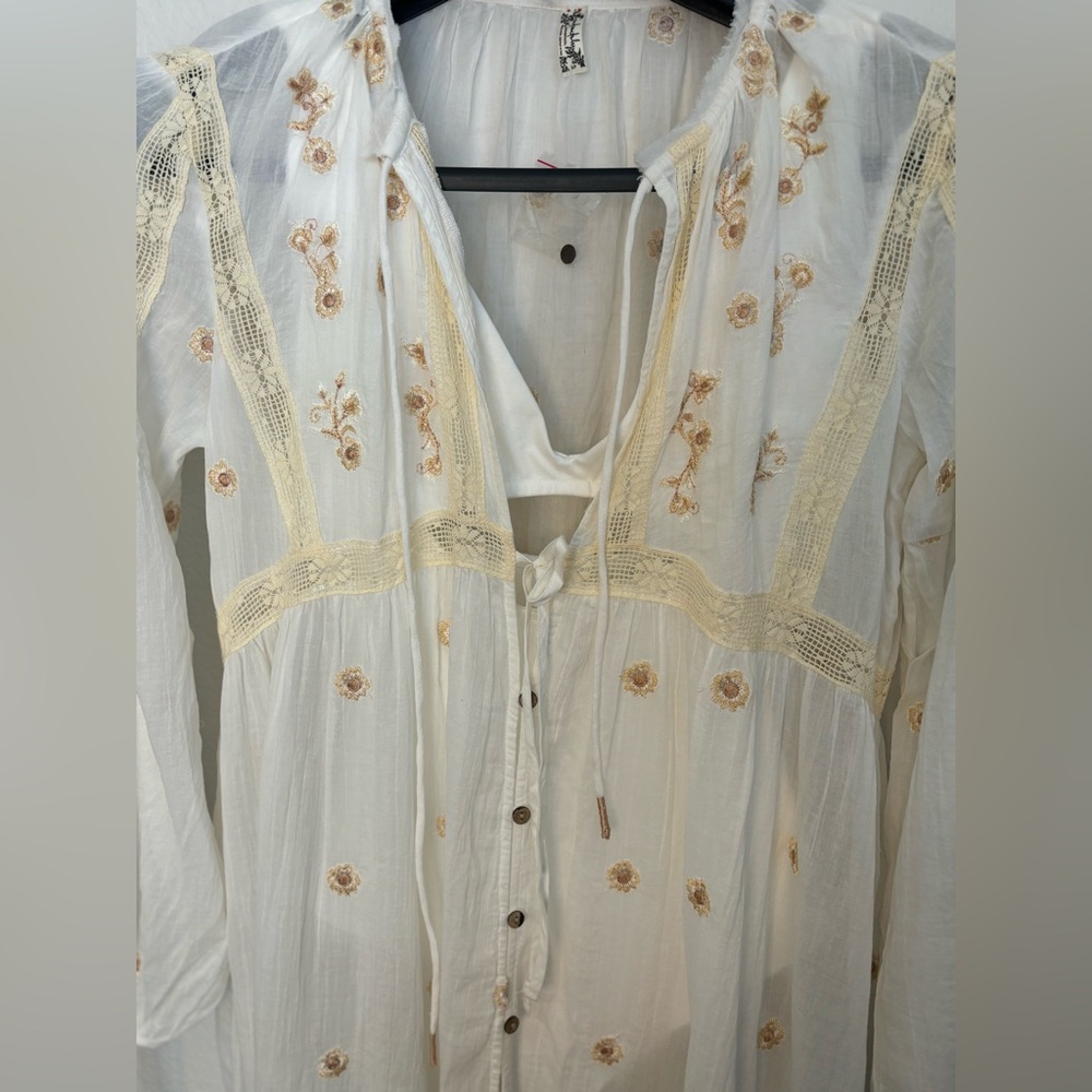 NWOT- Free People Maxi dress with body suit and floral embellishments - Picture 2 of 6